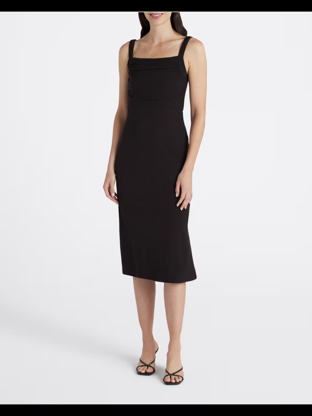 Black Square-Neck Midi Dress